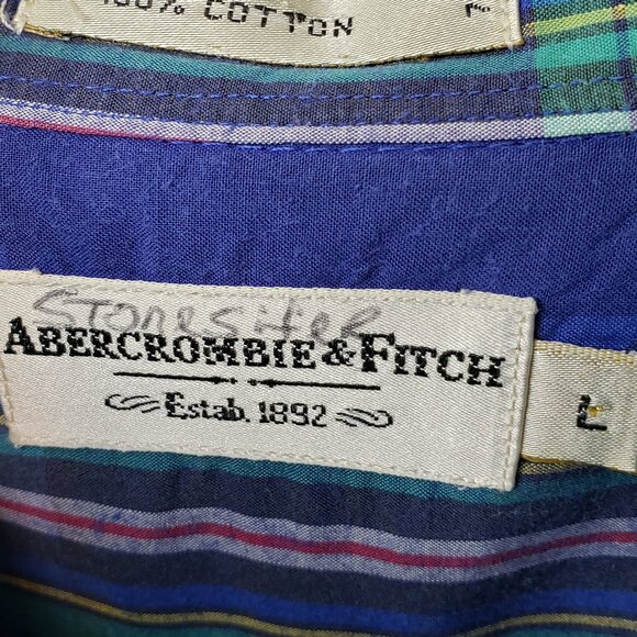 Abercrombie & Fitch Shirt Men's Y2K Button Down Collar Relaxed Fit Preppy Plaid - Picture 5 of 6